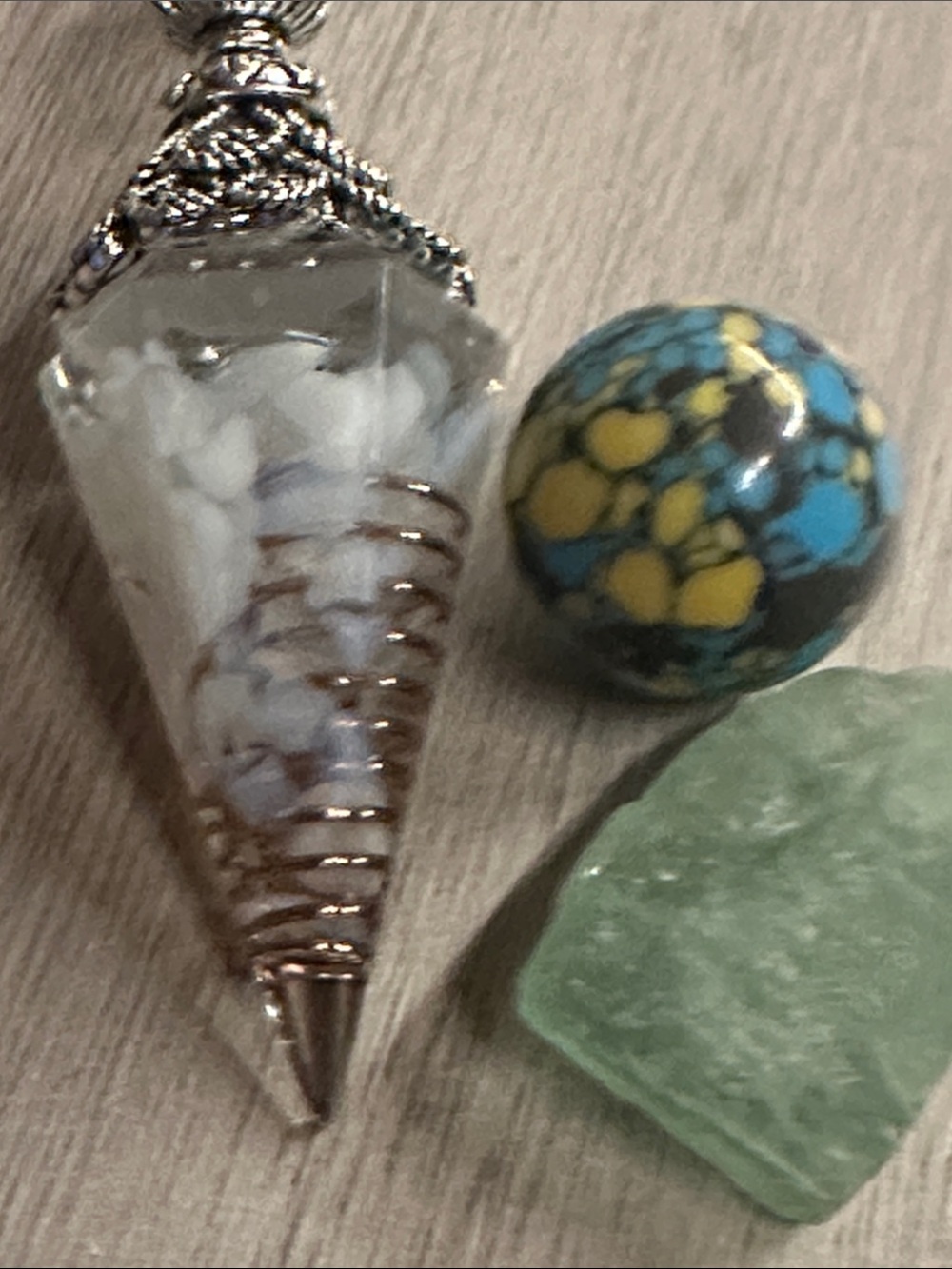 Handmade Pendulum with Blue and Yellow Orb Accent - Unbranded